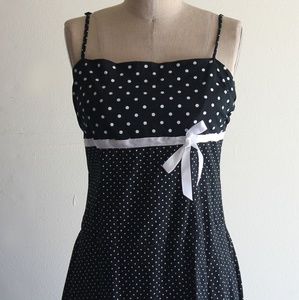 Black polka dot Empire Sun dress Medium